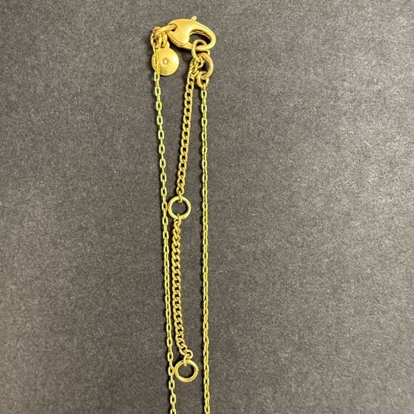 Madewell Dainty Gold-Tone Necklace Natural Stone Pendant Adjustable Length - Picture 5 of 6